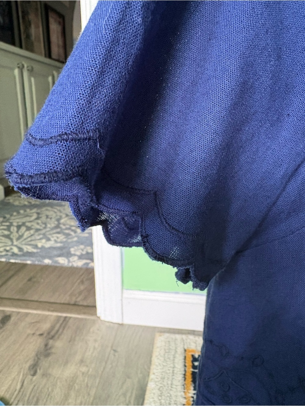 Roller Rabbit Navy Eyelet Cropped Button-Front Top - Picture 3 of 4